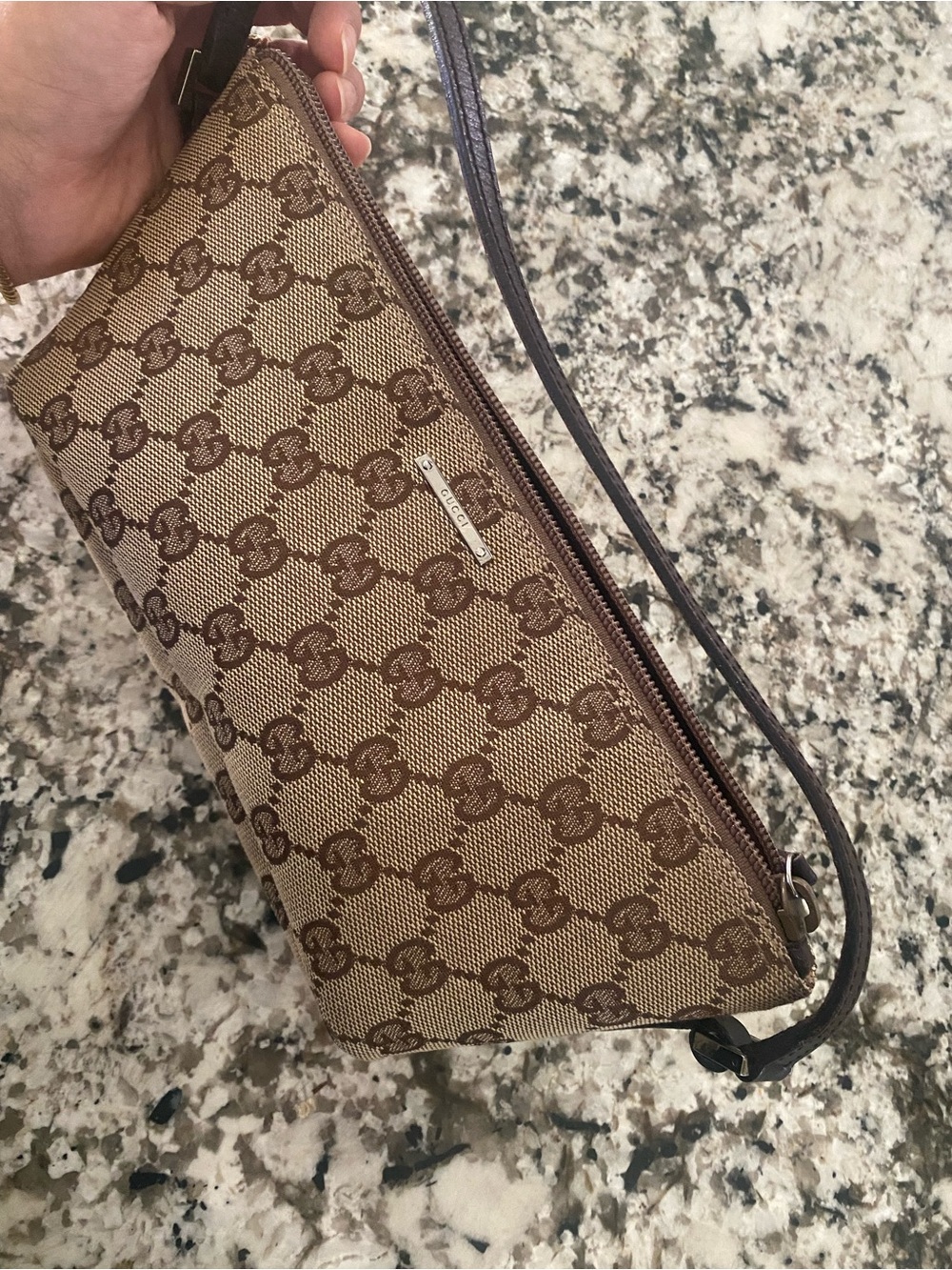 Gucci Brown Monogram Wristlet Clutch